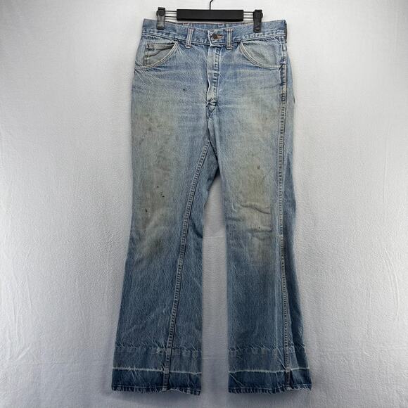 Vintage Big Yank Jeans Fits 30x30 Blue Faded Whisker Bootcut Flared Scovill 70s - Picture 2 of 16